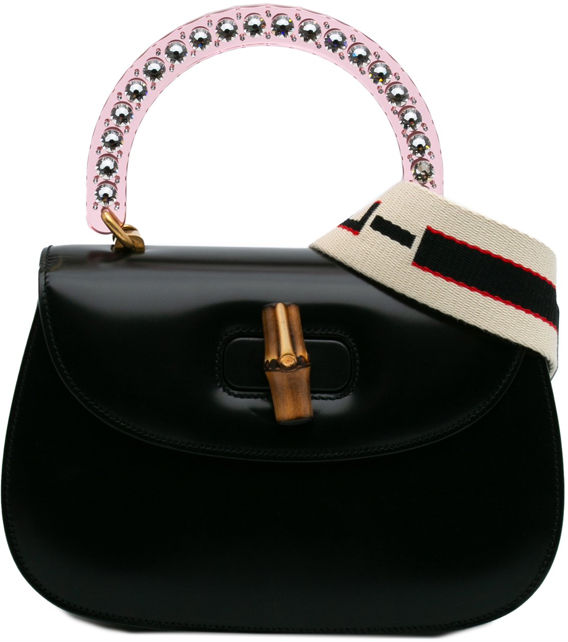Gucci Limited Edition Medium Calfskin Acrylic Classic 2 Top Handle Bag Zwart