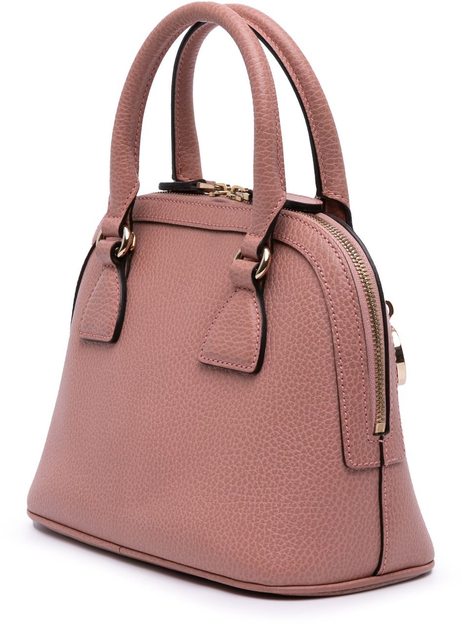 Gucci Mini Leather GG Charm Dome Satchel Roze