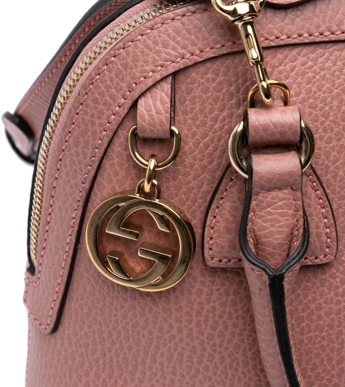 Gucci Mini Leather GG Charm Dome Satchel Roze
