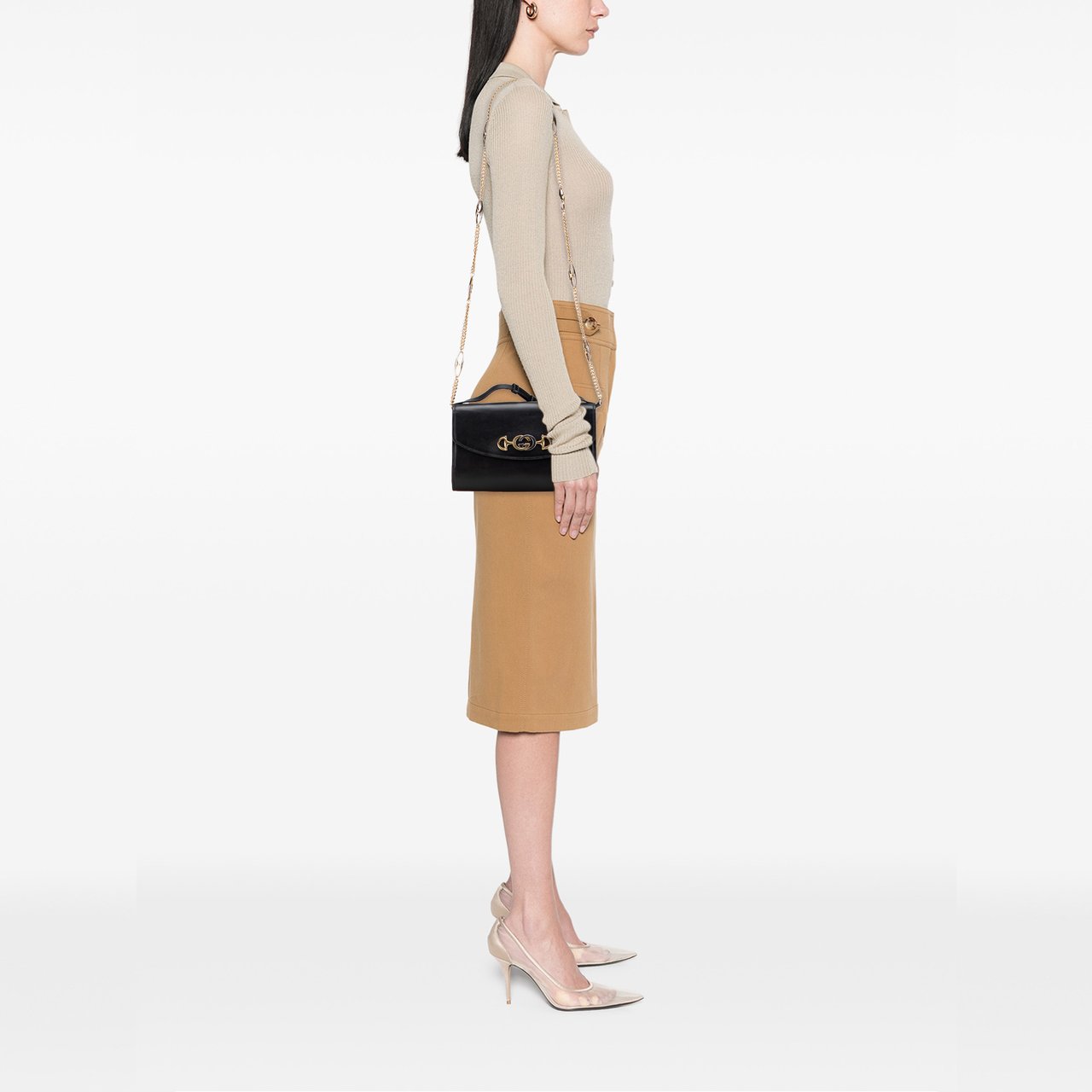 Gucci Small Leather Zumi Satchel Zwart