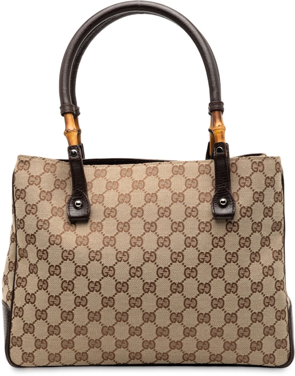 Gucci GG Canvas Bamboo Tote Bruin