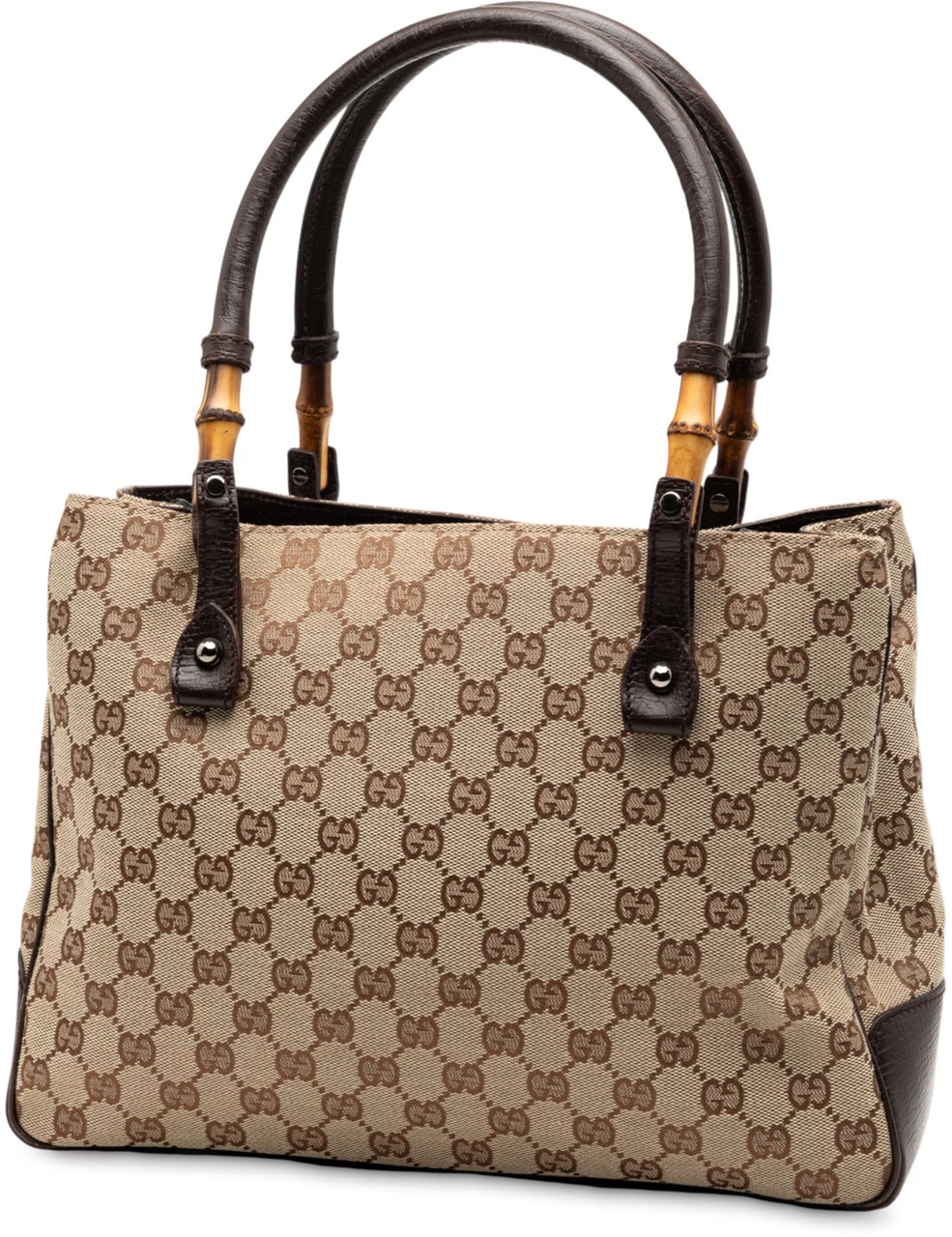 Gucci GG Canvas Bamboo Tote Bruin