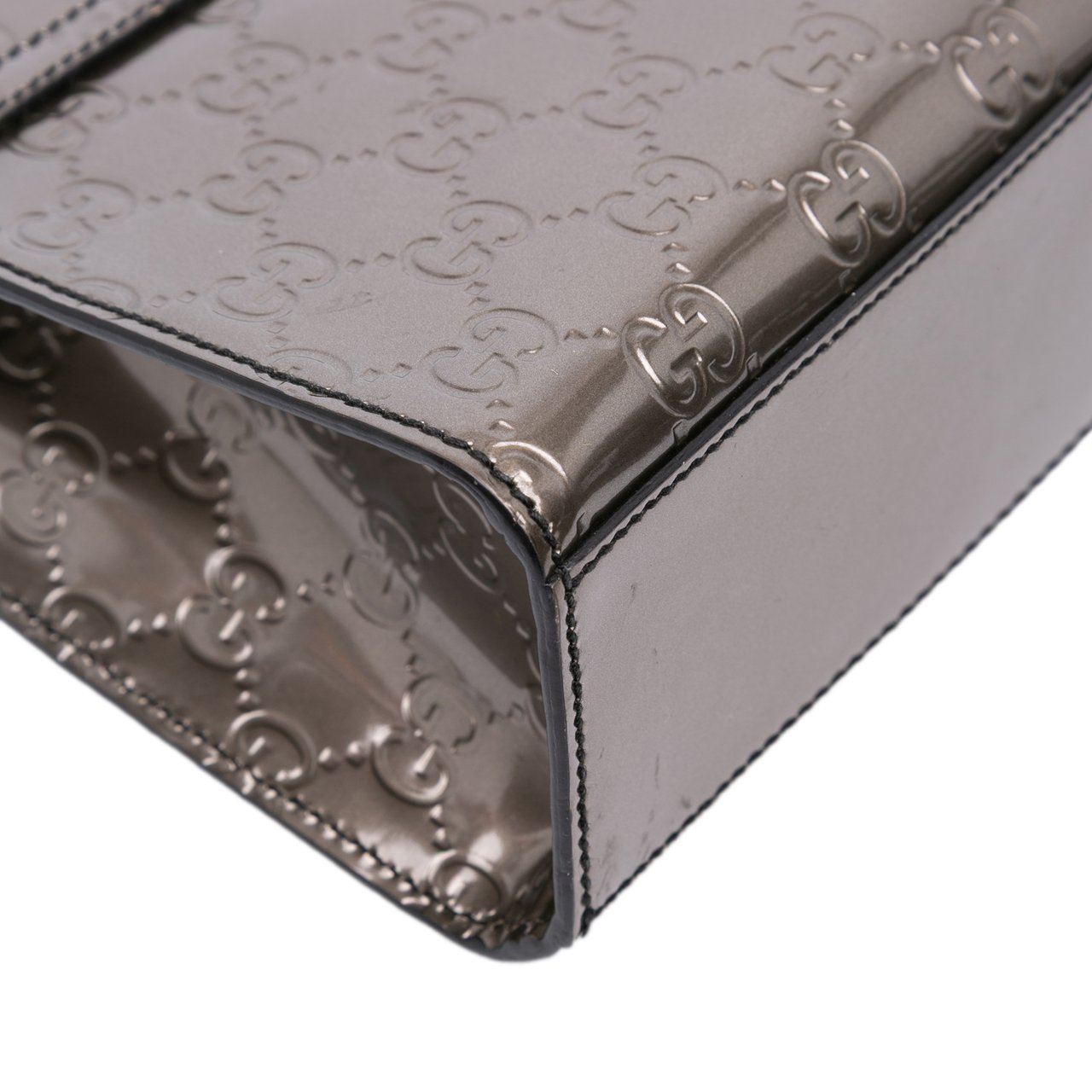 Gucci Medium Patent Guccissima Emily Shoulder Bag Zilver