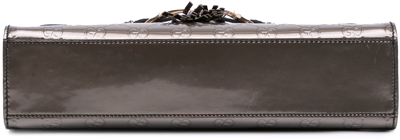 Gucci Medium Patent Guccissima Emily Shoulder Bag Zilver