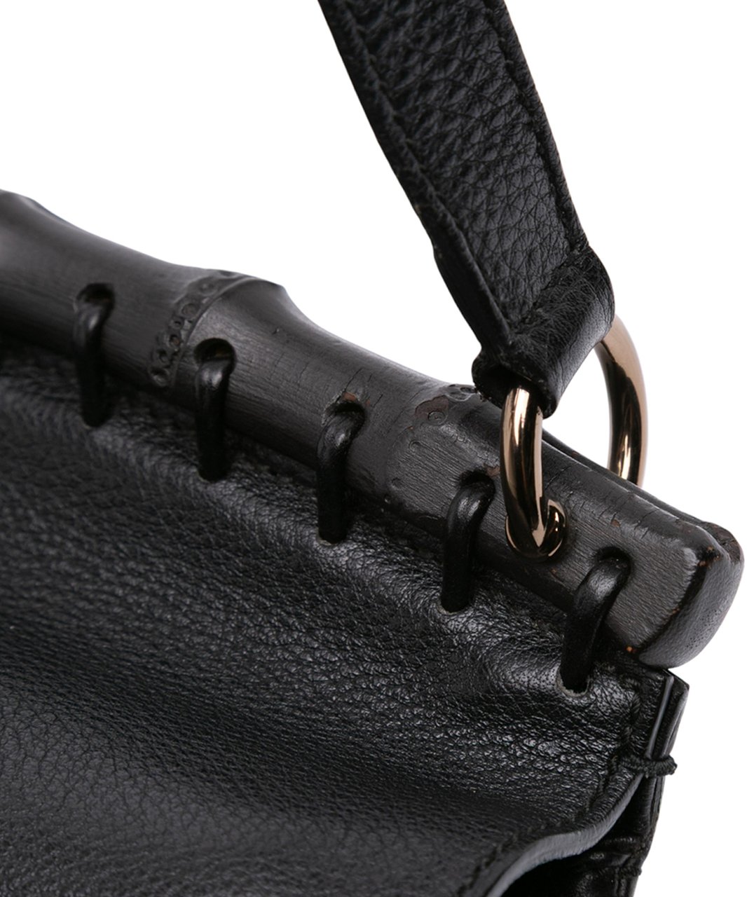 Gucci Small Leather Bamboo Nouveau Fringe Crossbody Zwart