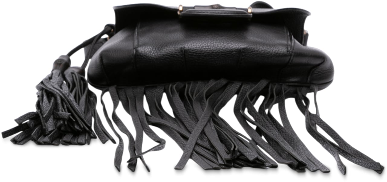 Gucci Small Leather Bamboo Nouveau Fringe Crossbody Zwart