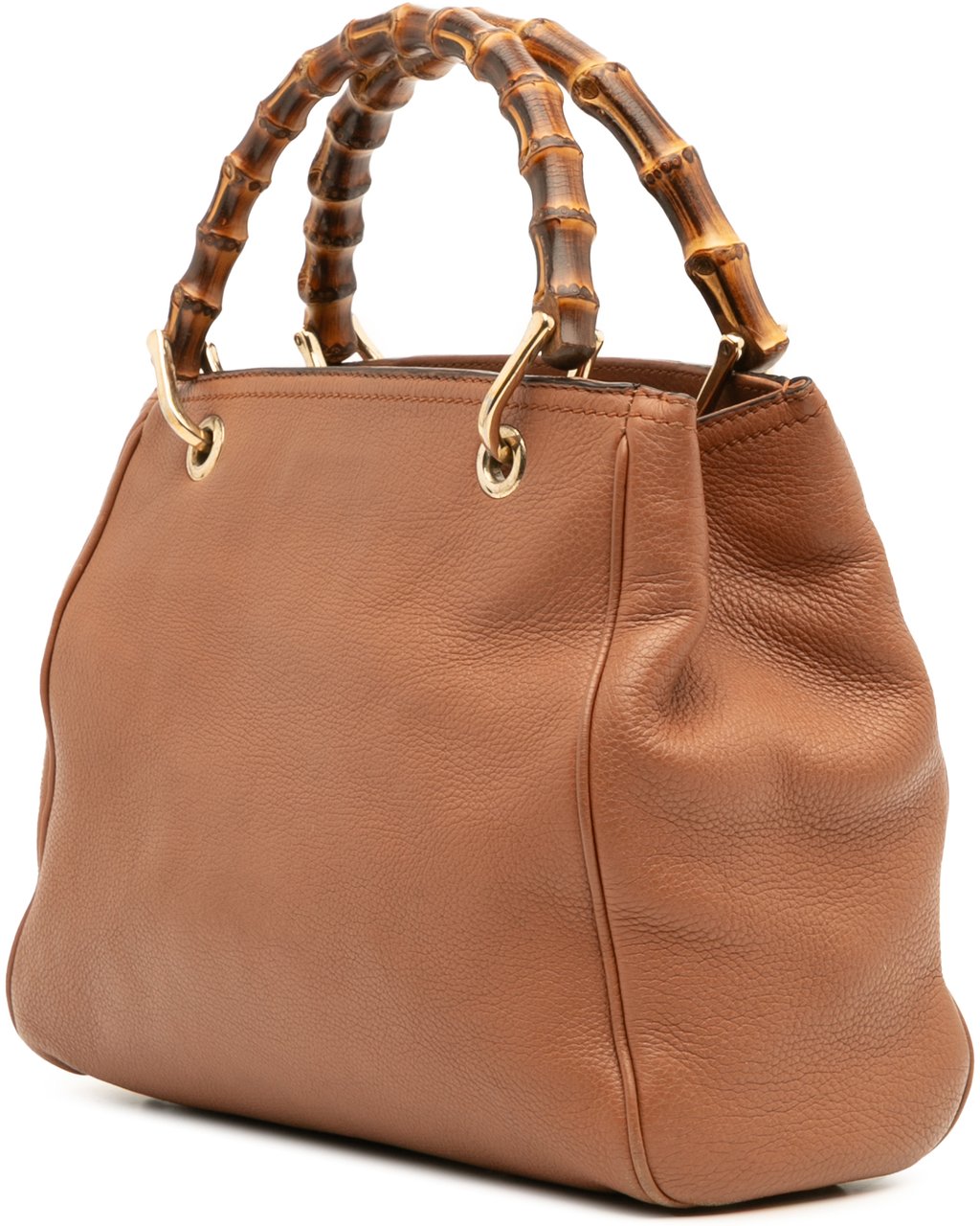 Gucci Small Calfskin Bamboo Shopper Satchel Bruin
