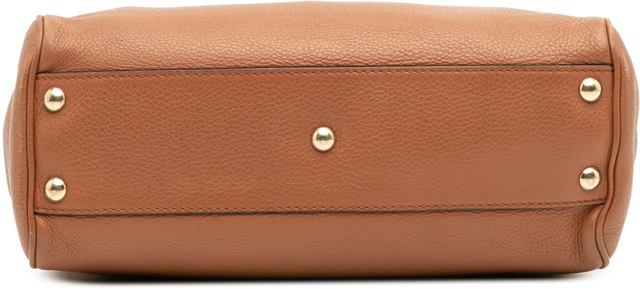 Gucci Small Calfskin Bamboo Shopper Satchel Bruin