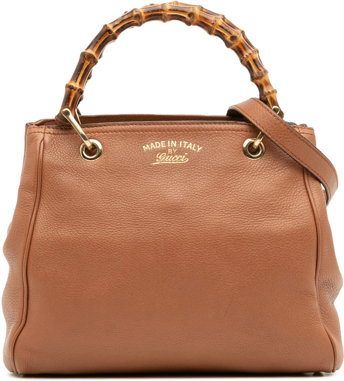 Gucci Small Calfskin Bamboo Shopper Satchel Bruin