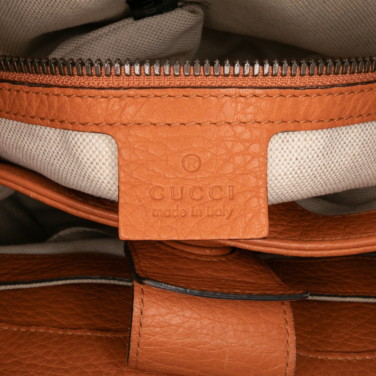 Gucci Small Calfskin Bamboo Shopper Satchel Oranje