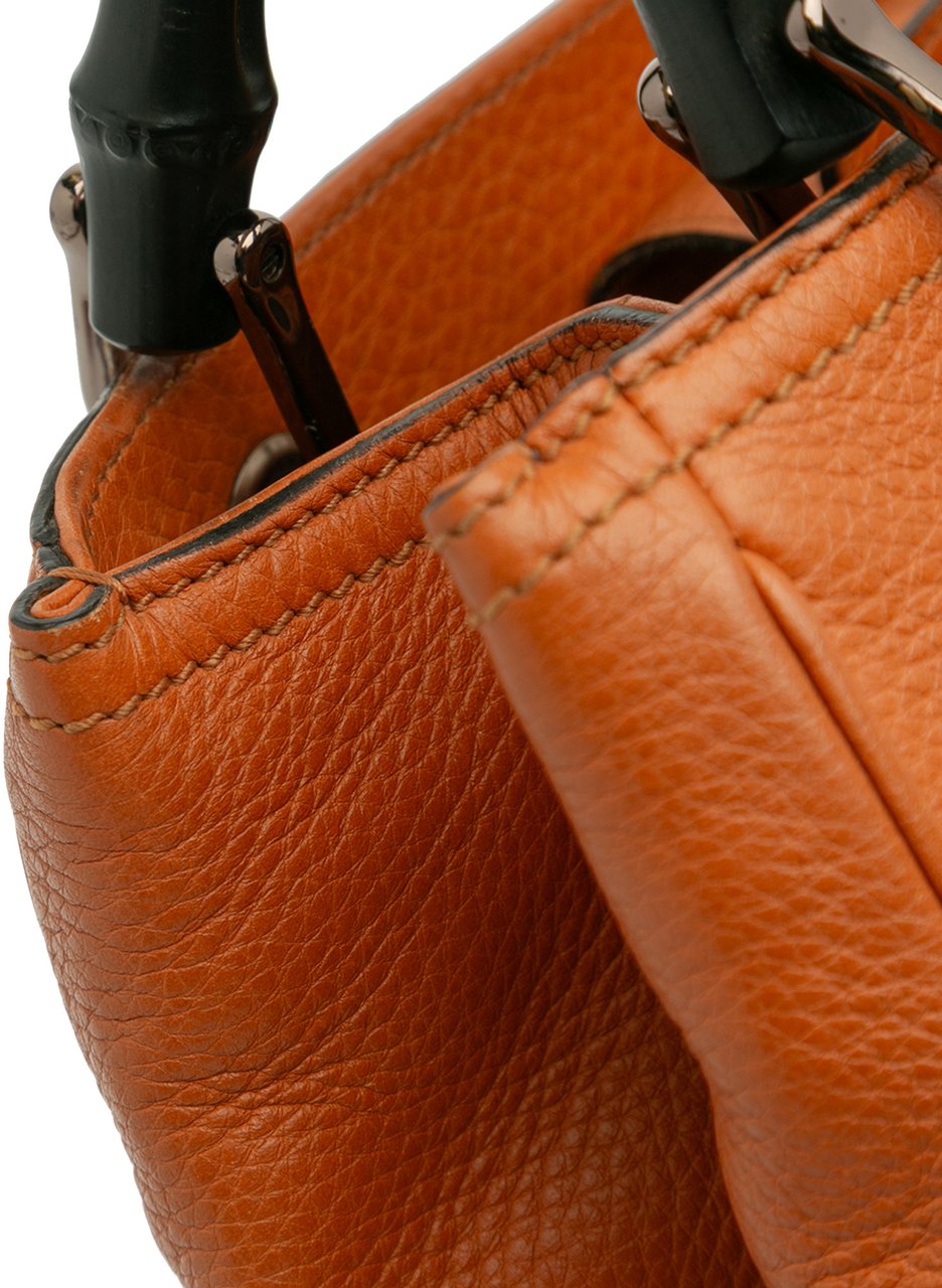 Gucci Small Calfskin Bamboo Shopper Satchel Oranje