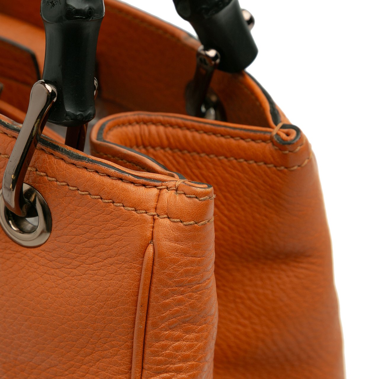 Gucci Small Calfskin Bamboo Shopper Satchel Oranje