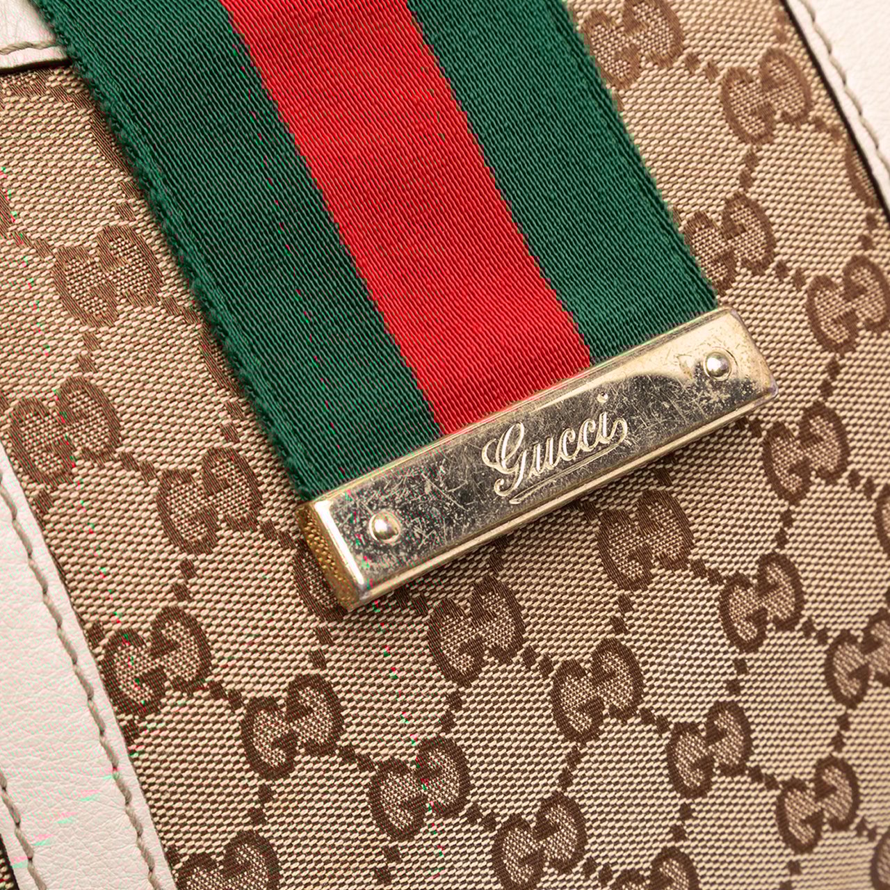 Gucci GG Canvas Web New Ladies Tote Bruin