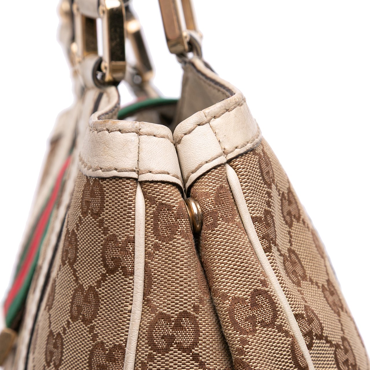 Gucci GG Canvas Web New Ladies Tote Bruin