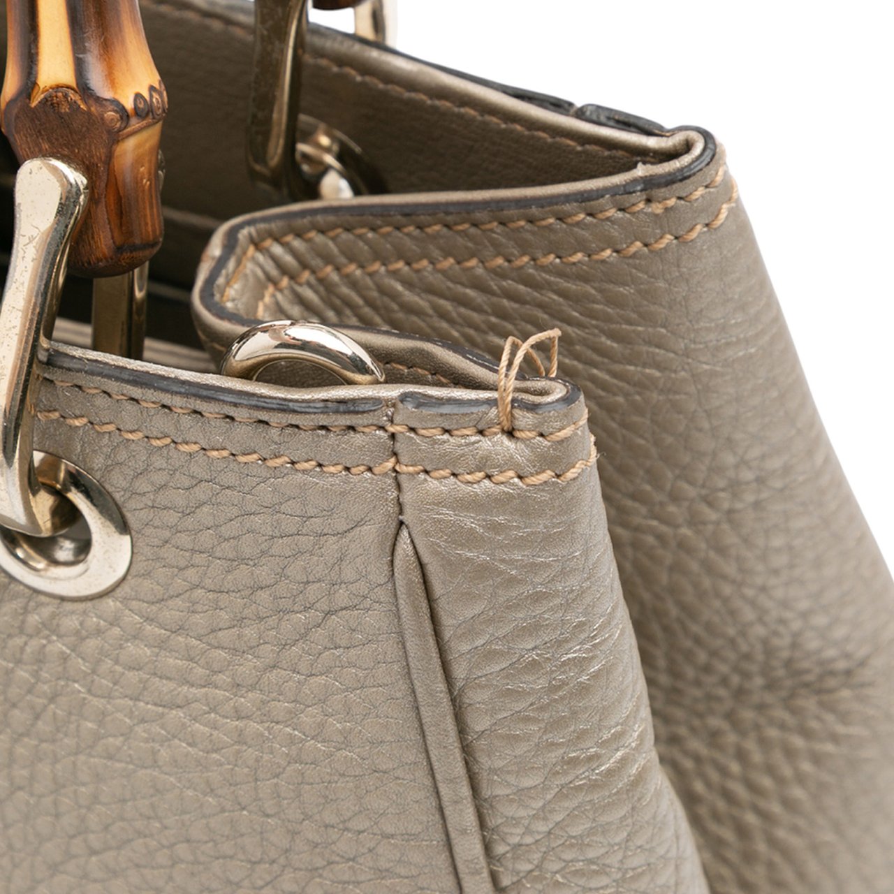 Gucci Small Calfskin Bamboo Shopper Satchel Goud