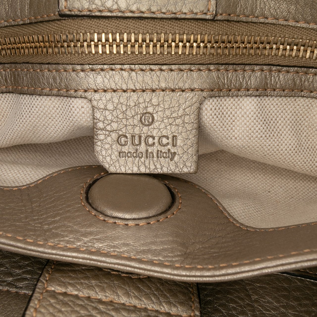 Gucci Small Calfskin Bamboo Shopper Satchel Goud