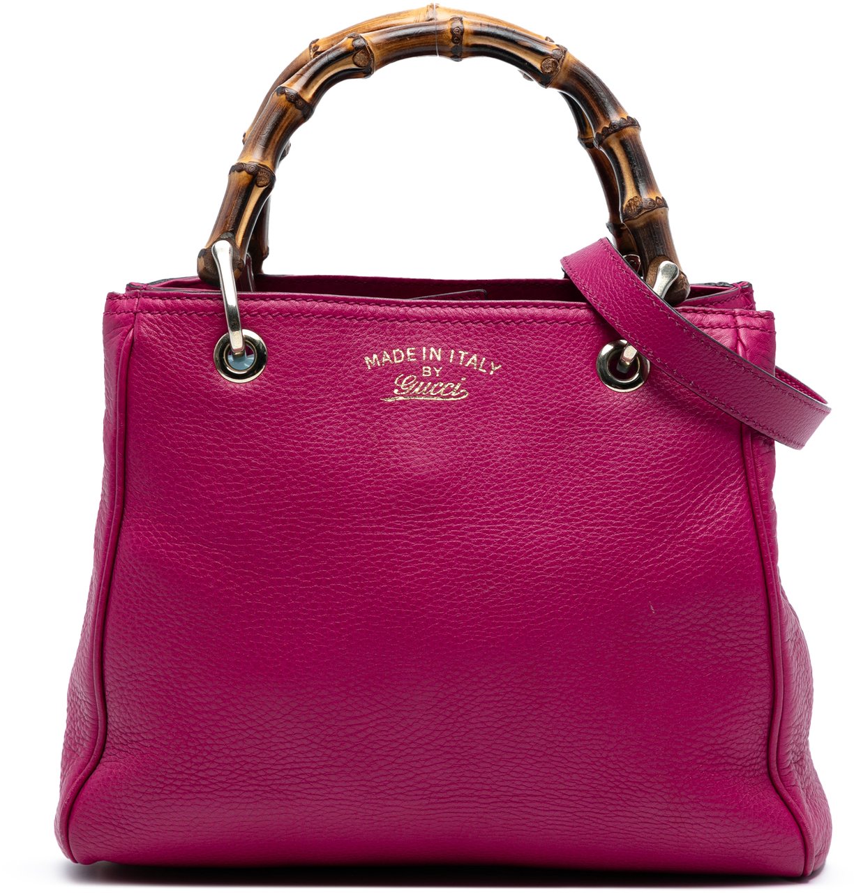 Gucci Small Calfskin Bamboo Shopper Satchel Roze