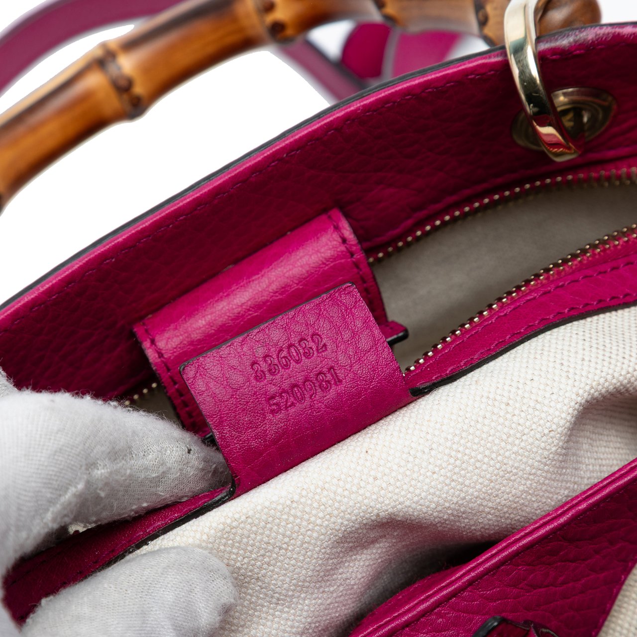 Gucci Small Calfskin Bamboo Shopper Satchel Roze