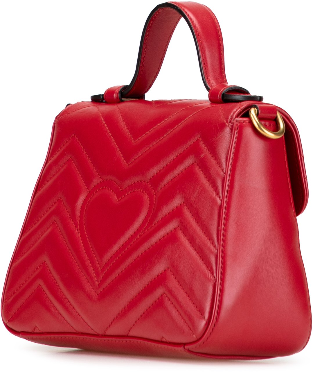 Gucci Mini GG Marmont Matelasse Leather Top Handle Bag Rood