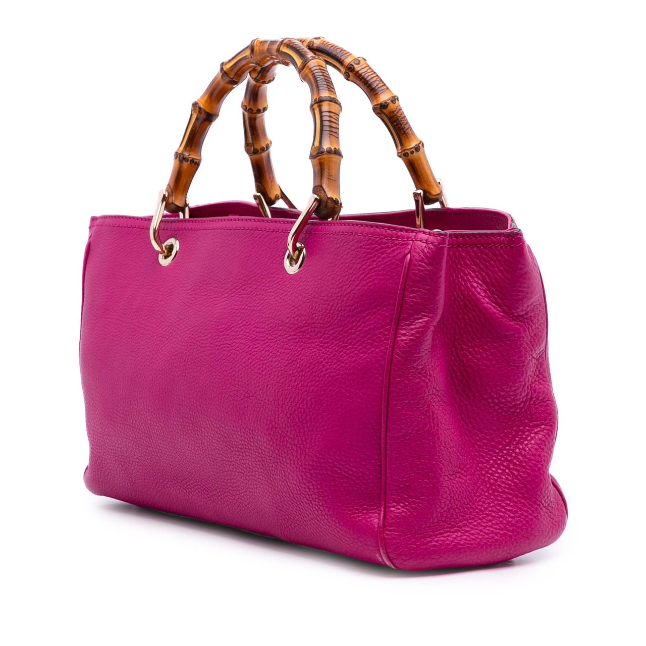 Gucci Medium Calfskin Bamboo Shopper Satchel Roze