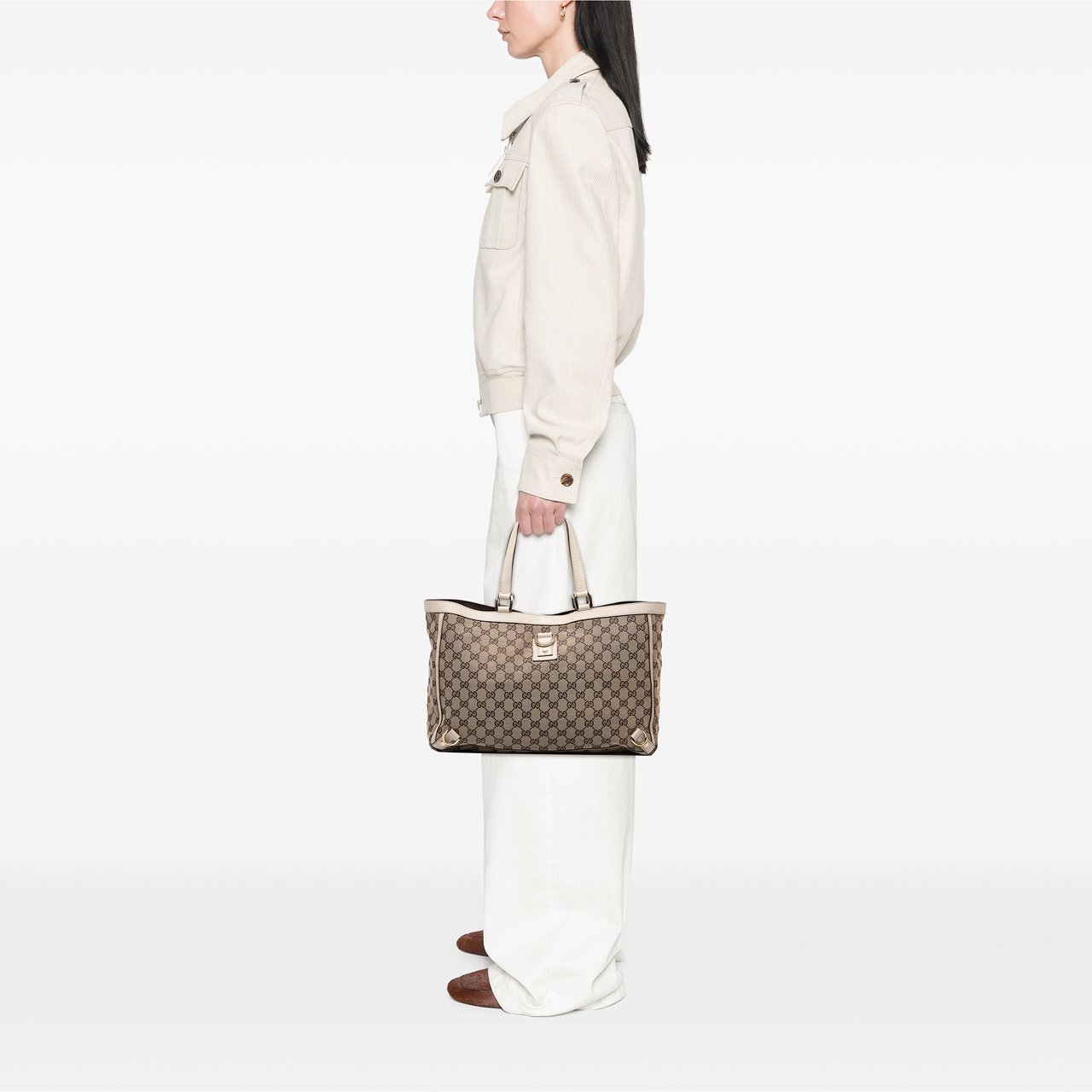 Gucci GG Canvas Abbey D Ring Tote Bruin