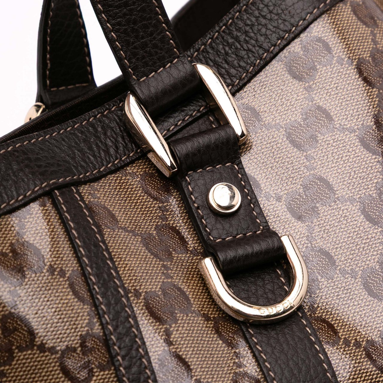 Gucci GG Crystal Abbey D Ring Convertible Tote Bruin