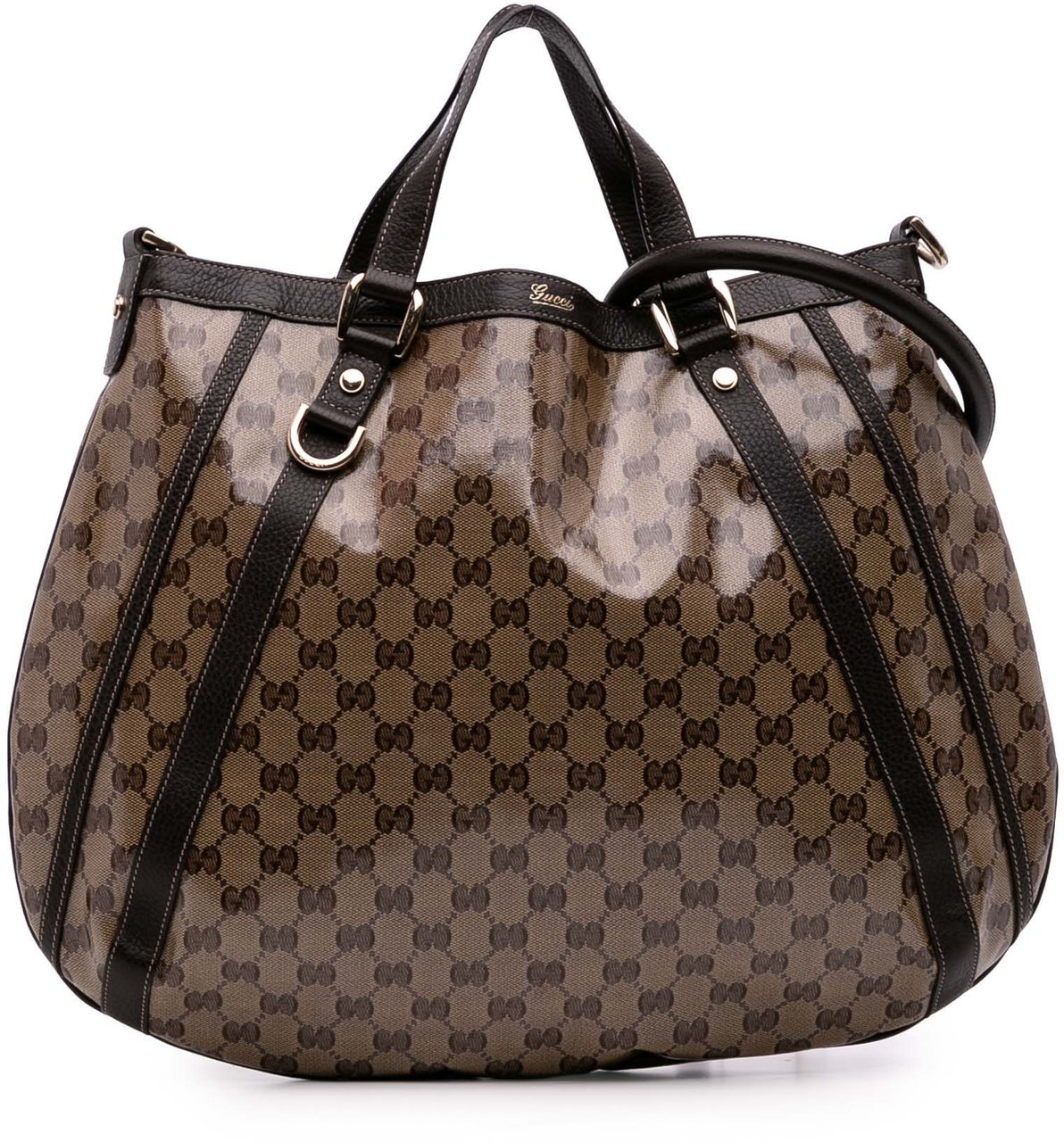 Gucci GG Crystal Abbey D Ring Convertible Tote Bruin