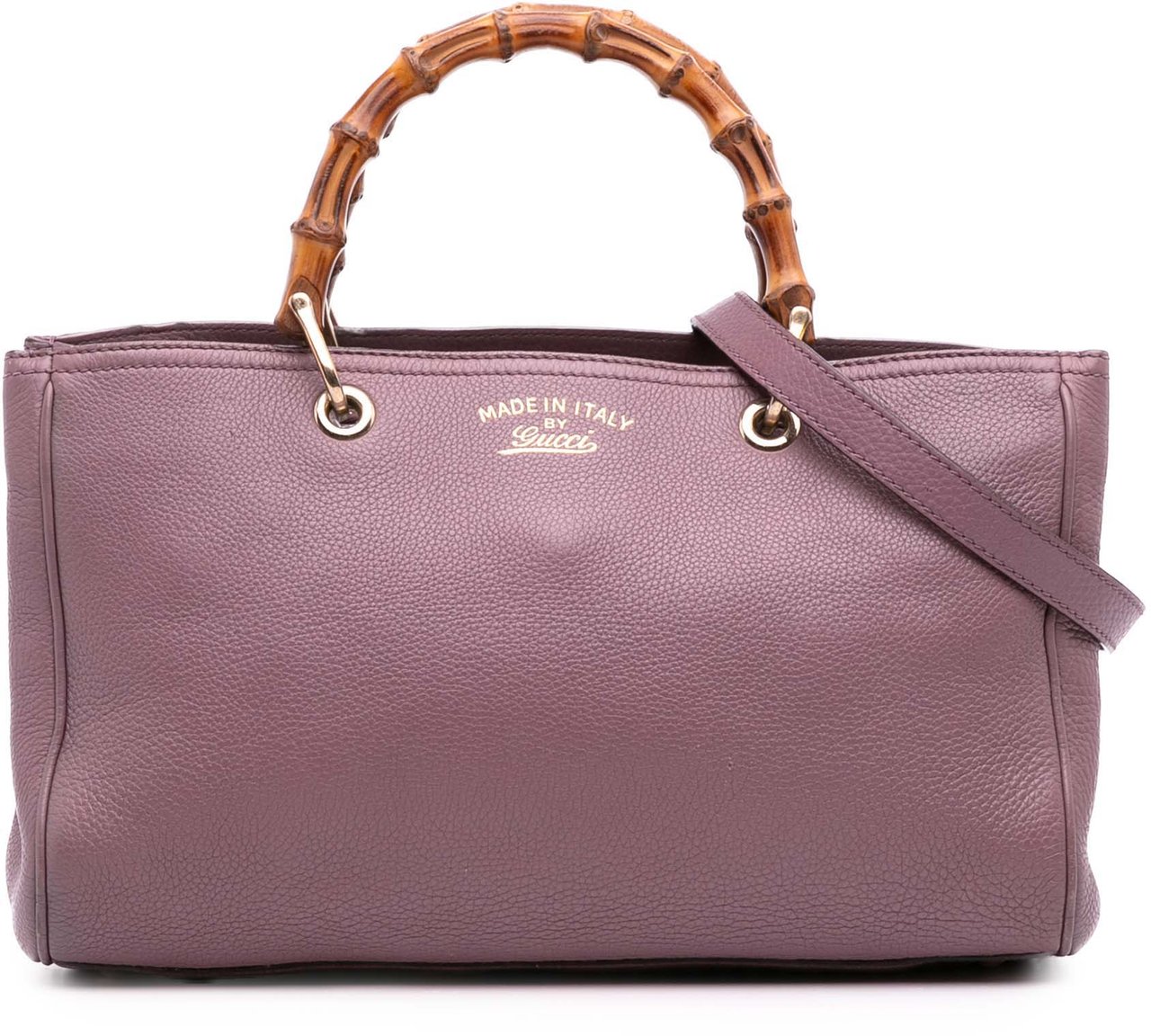Gucci Medium Calfskin Bamboo Shopper Satchel Paars