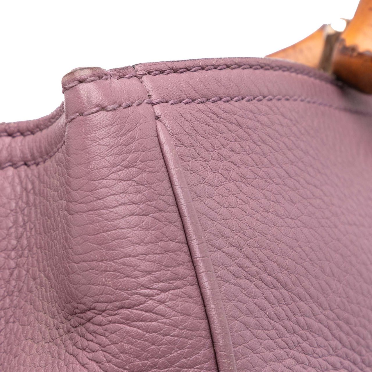 Gucci Medium Calfskin Bamboo Shopper Satchel Paars