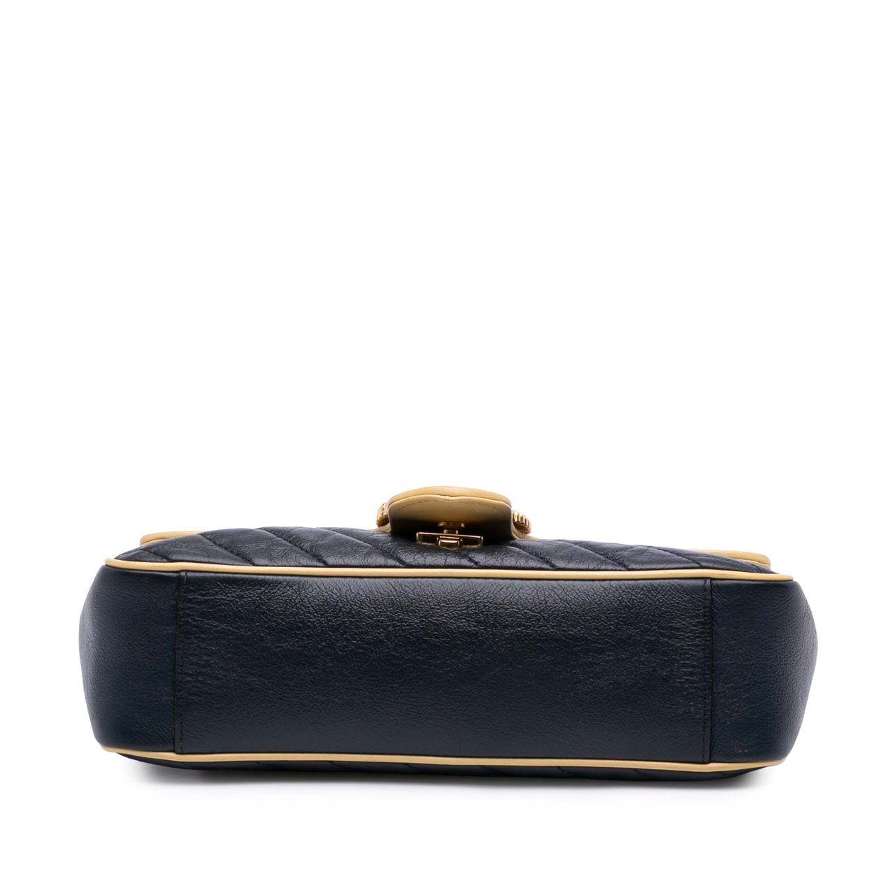 Gucci Medium GG Marmont Bicolor Matelasse Diagonal Leather Torchon Shoulder Bag Blauw