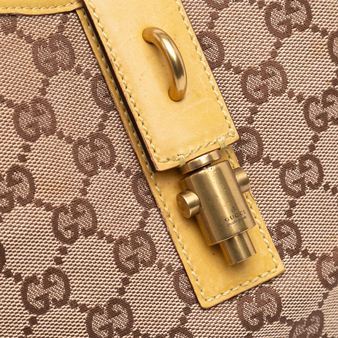Gucci GG Canvas Piston Shoulder Bag Bruin