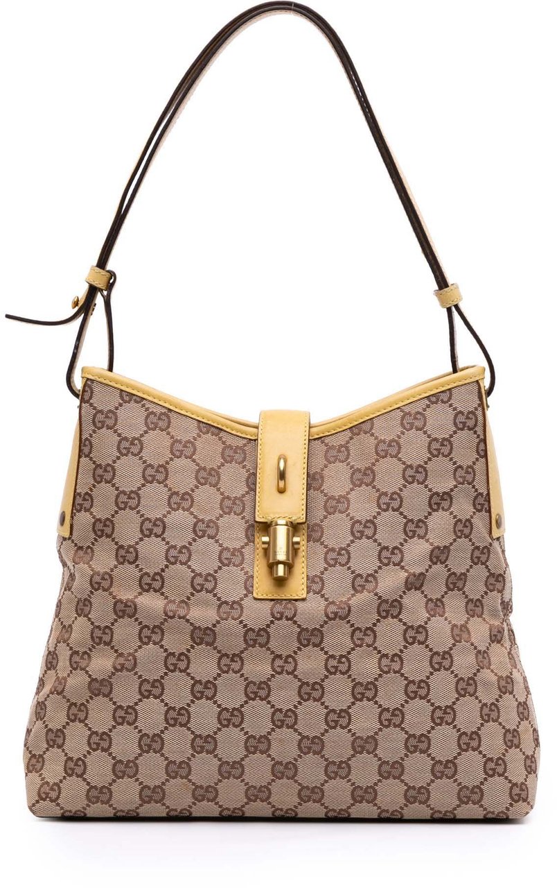 Gucci GG Canvas Piston Shoulder Bag Bruin