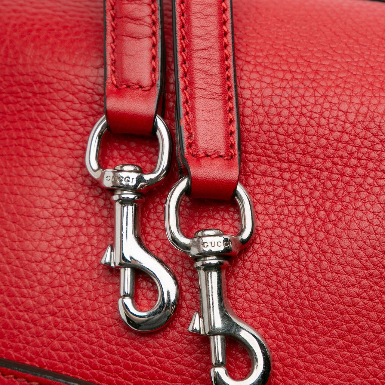 Gucci Medium Leather Bamboo Daily Satchel Rood