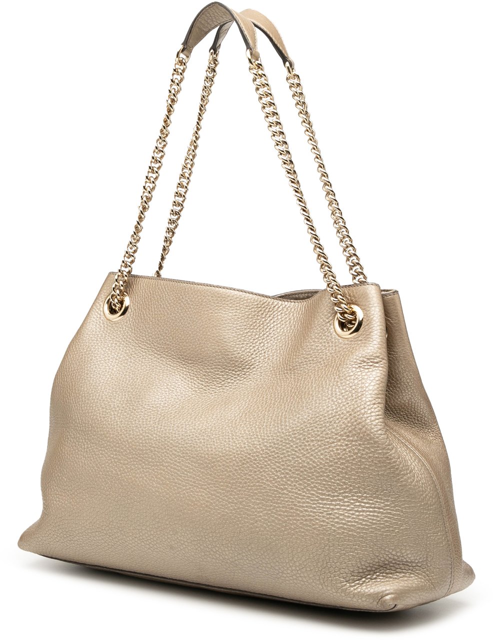 Gucci Medium Metallic Leather Soho Chain Tote Goud