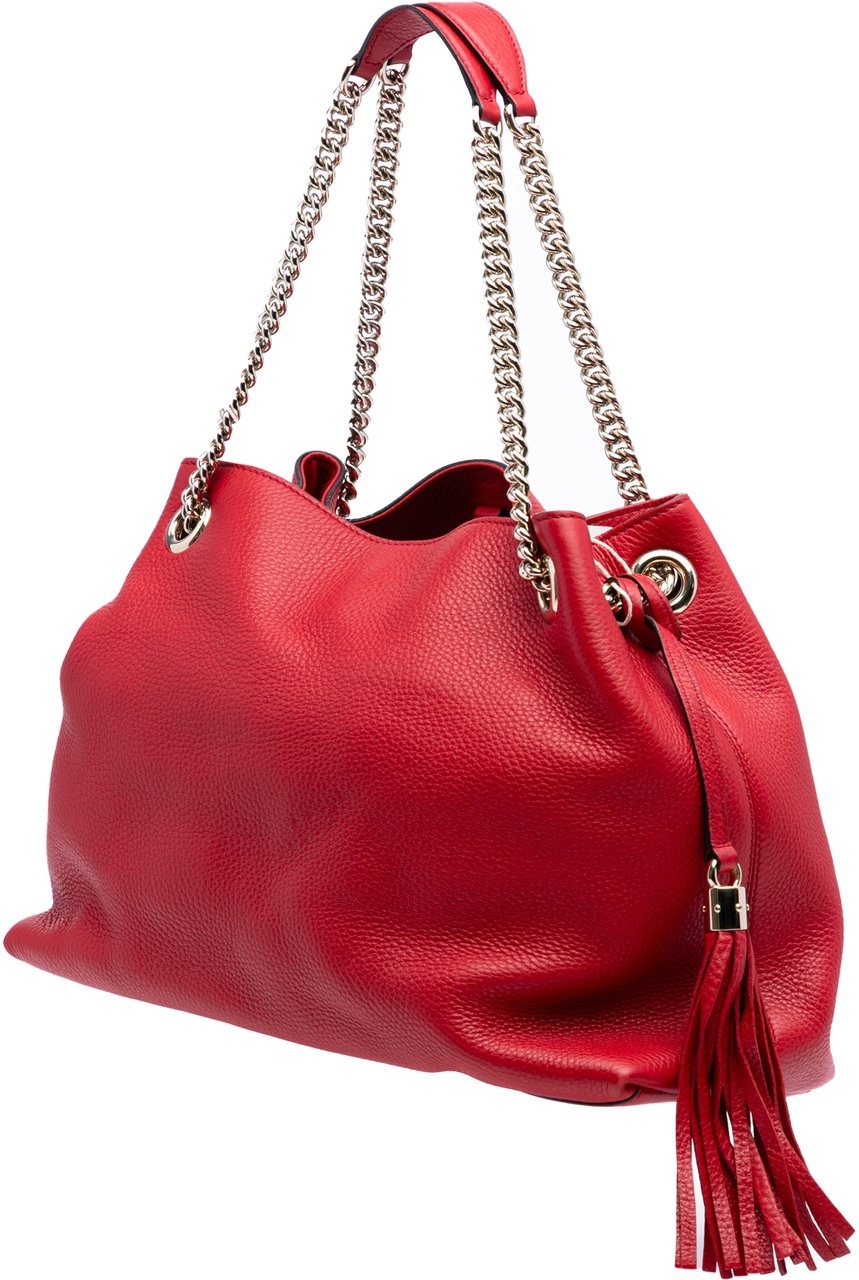 Gucci Medium Leather Soho Chain Tote Rood