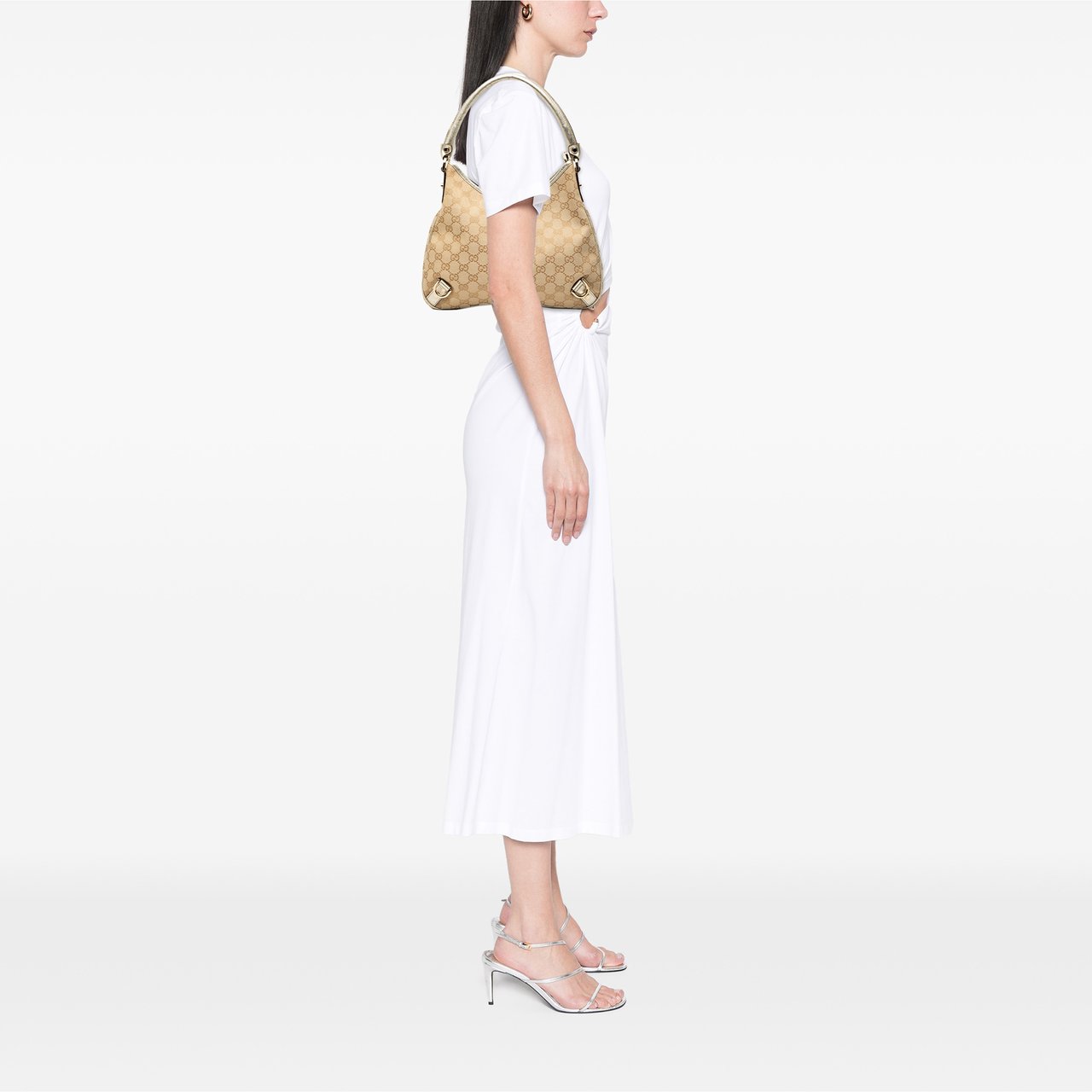 Gucci GG Canvas Abbey D Ring Shoulder Bag Bruin