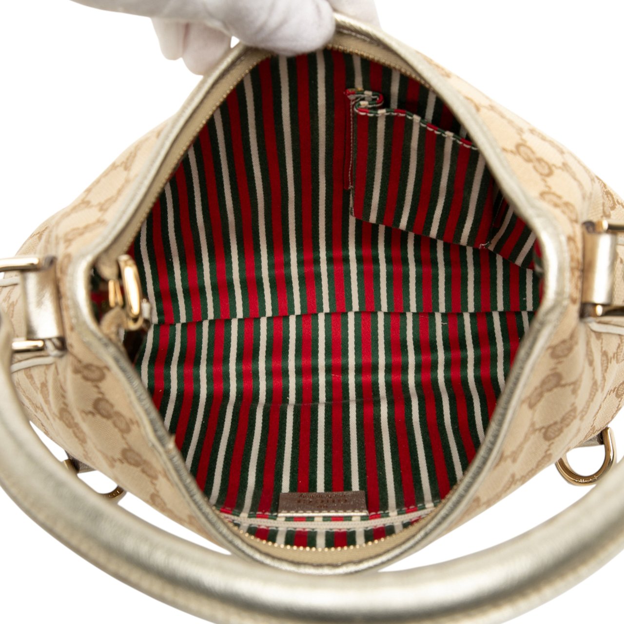 Gucci GG Canvas Abbey D Ring Shoulder Bag Bruin