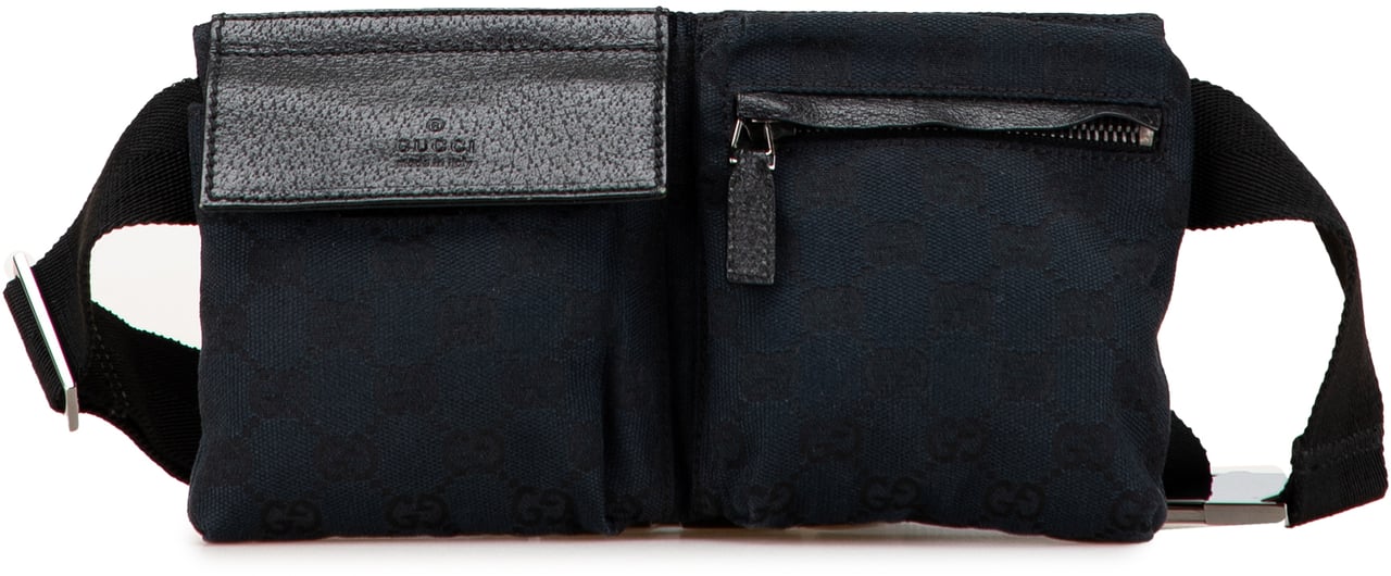 Gucci GG Canvas Double Pocket Belt Bag Blauw