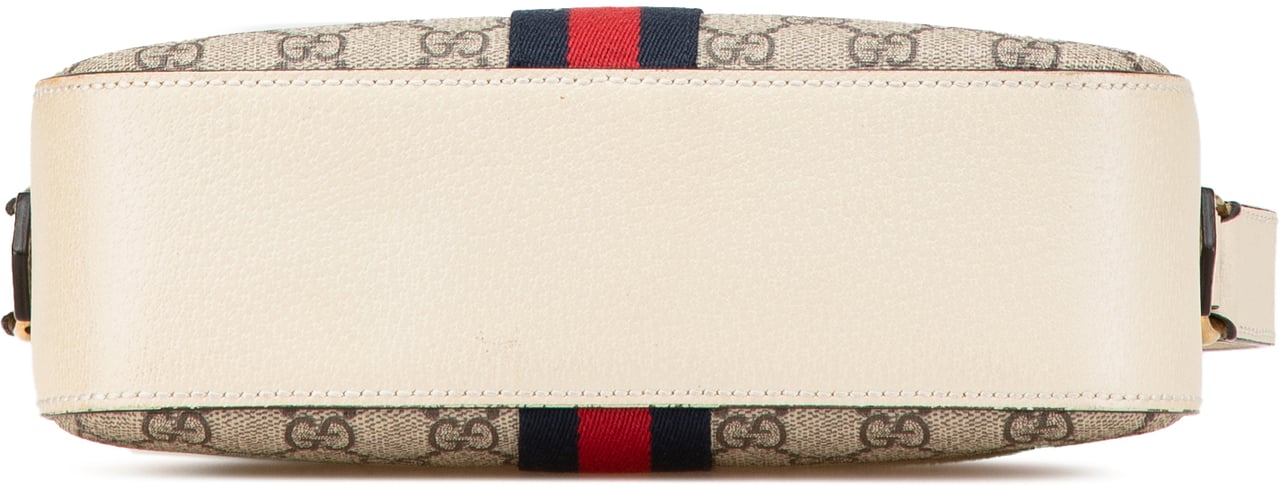 Gucci Small GG Supreme Textured Calfskin Web Ophidia Camera Bag Bruin