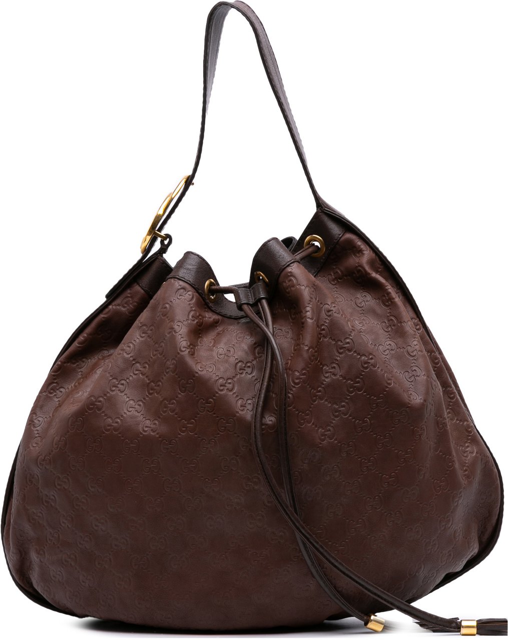 Gucci Medium Guccissima Interlocking Icon Drawstring Hobo Bruin