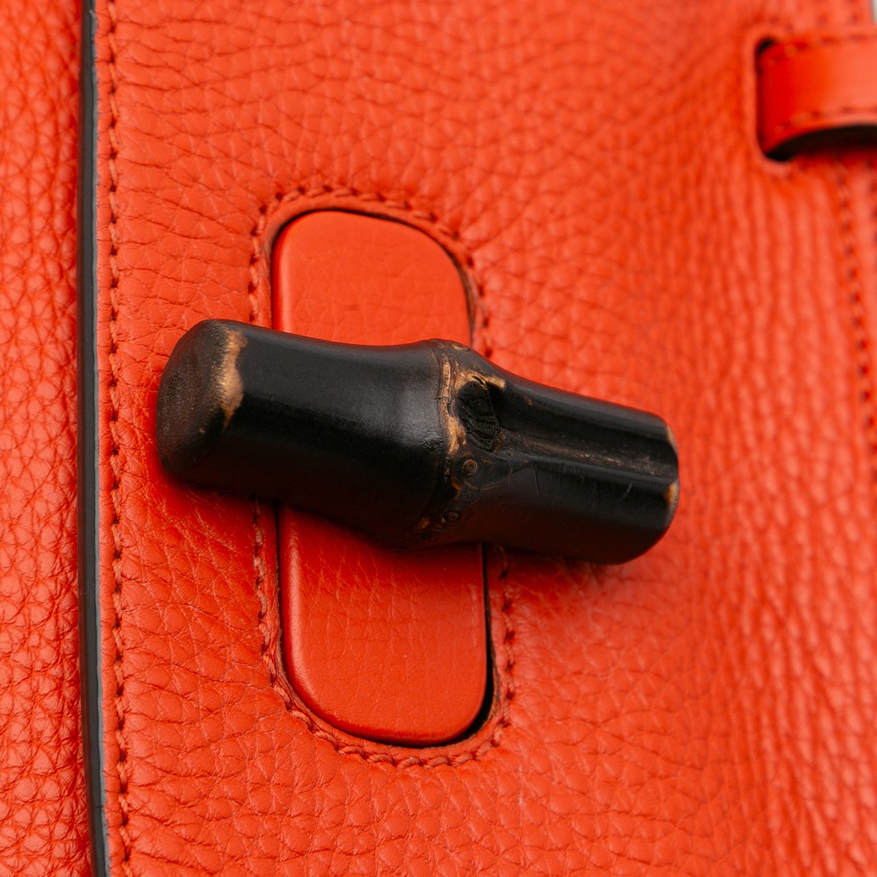 Gucci Small Leather Bamboo Daily Satchel Oranje