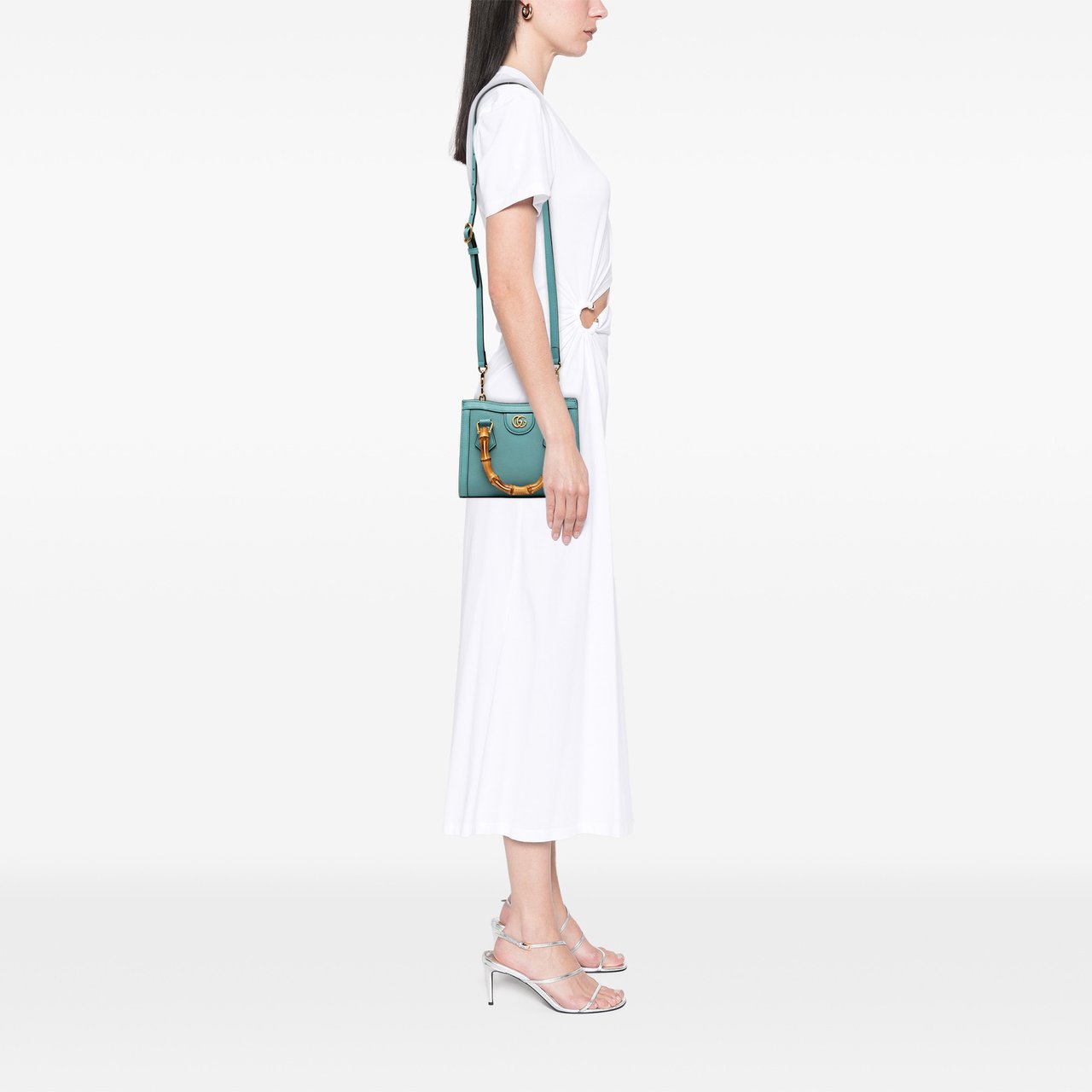 Gucci Mini Calfskin Bamboo Diana Satchel Blauw