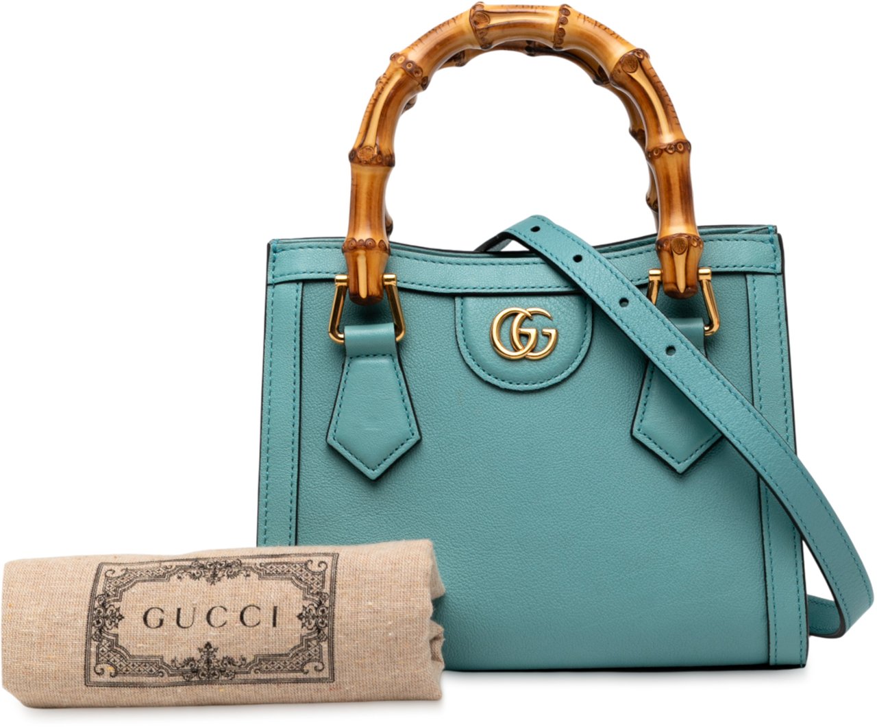 Gucci Mini Calfskin Bamboo Diana Satchel Blauw