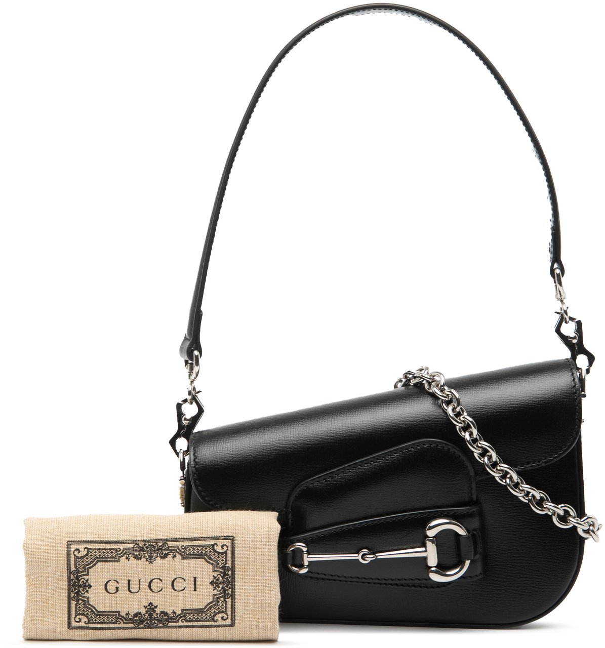 Gucci Mini Leather Asymmetric Horsebit 1955 Satchel Bruin