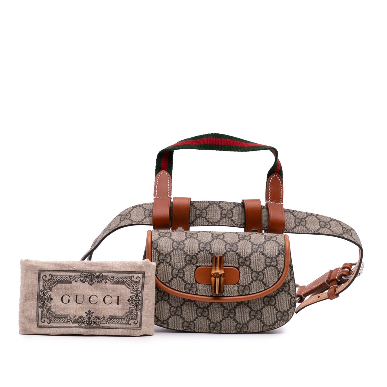 Gucci Mini GG Supreme Web Bamboo 1947 Belt Bag Bruin