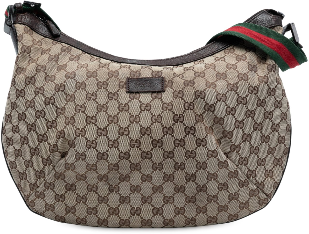 Gucci GG Canvas Web Half Moon Crossbody Bruin