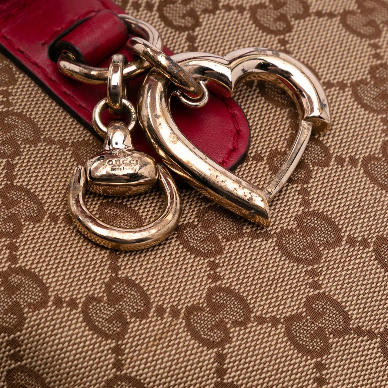 Gucci GG Canvas Heart Bit Satchel Bruin