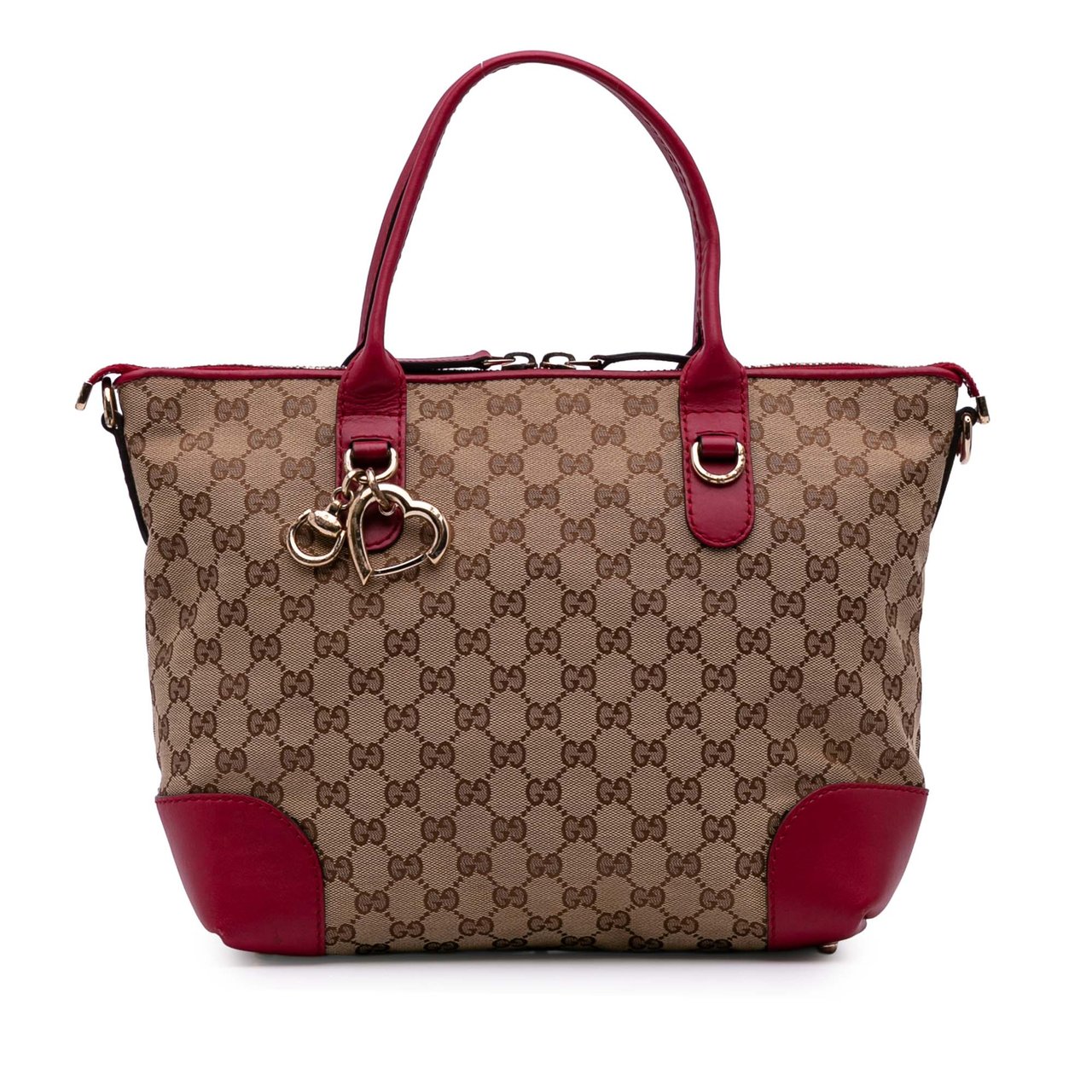 Gucci GG Canvas Heart Bit Satchel Bruin