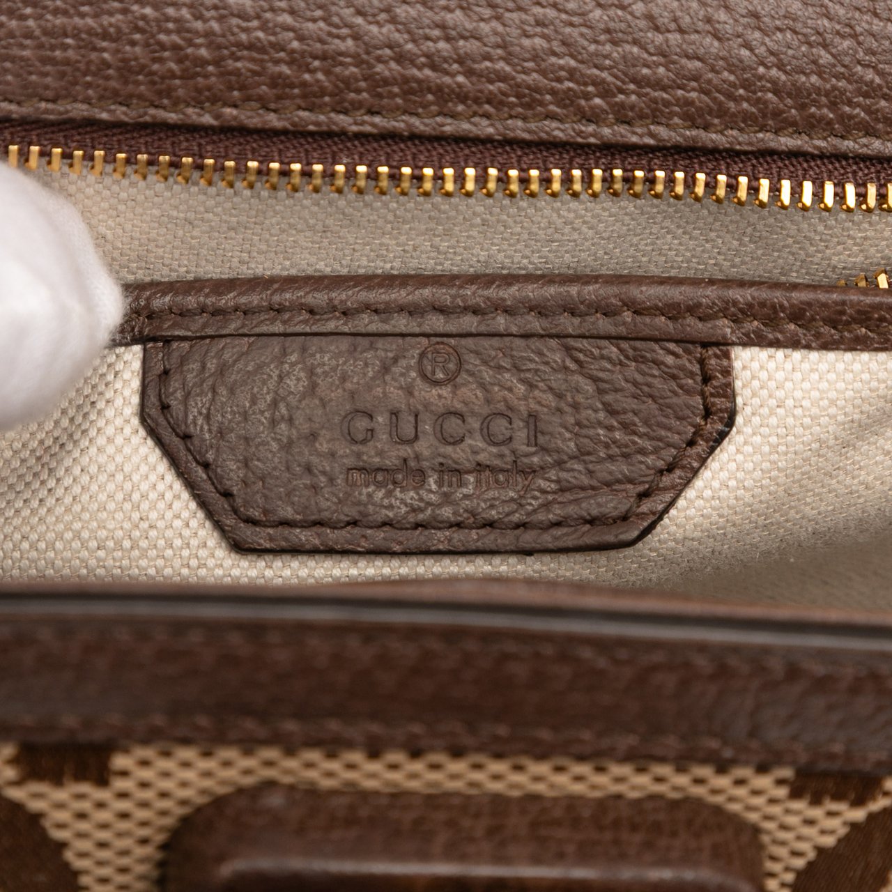 Gucci Small Jumbo GG Canvas Bamboo 1947 Top Handle Bag Bruin