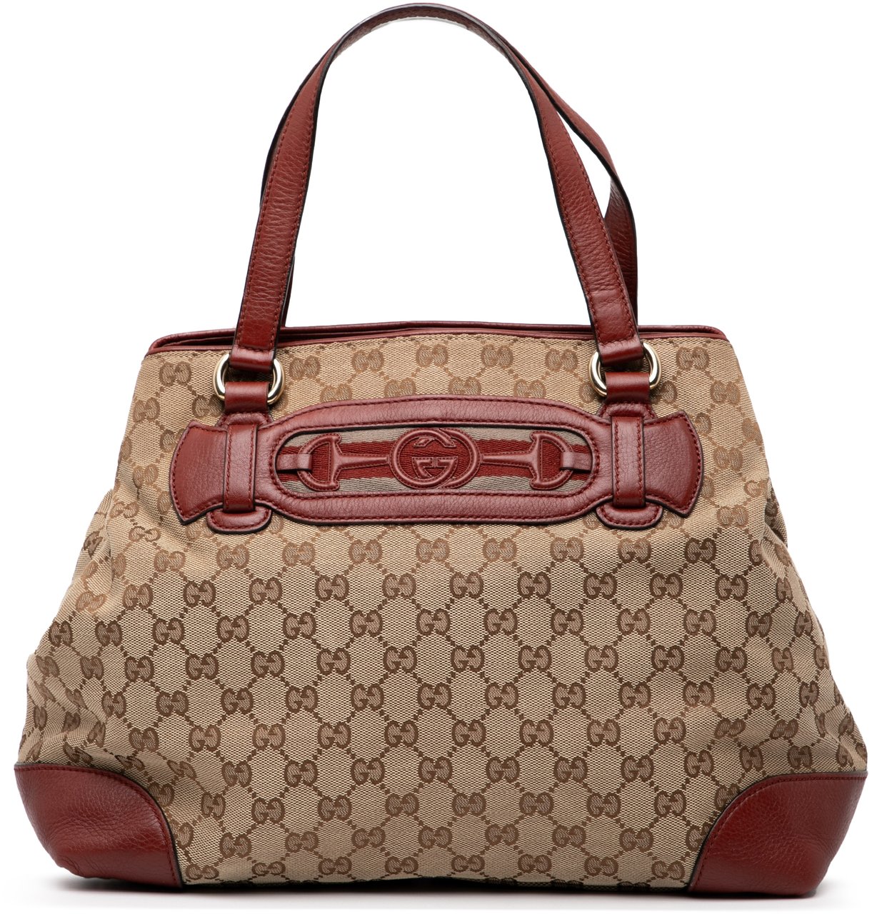 Gucci Medium GG Canvas Web Dressage Tote Bruin